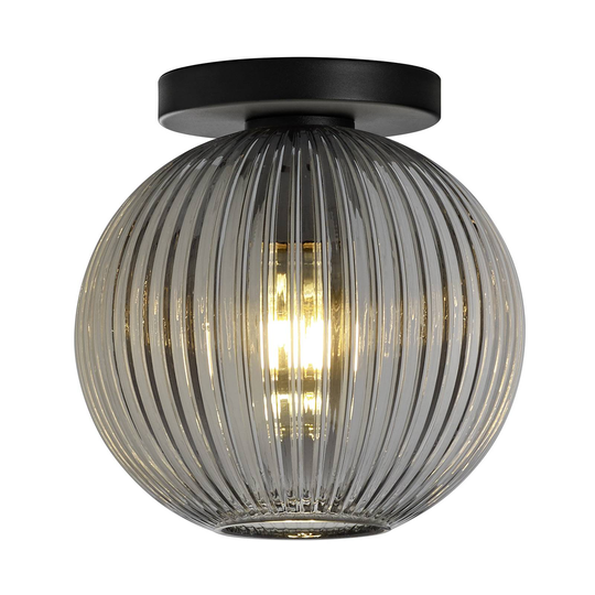 Taklampa Loft av rökglas, 1 lampa, rund