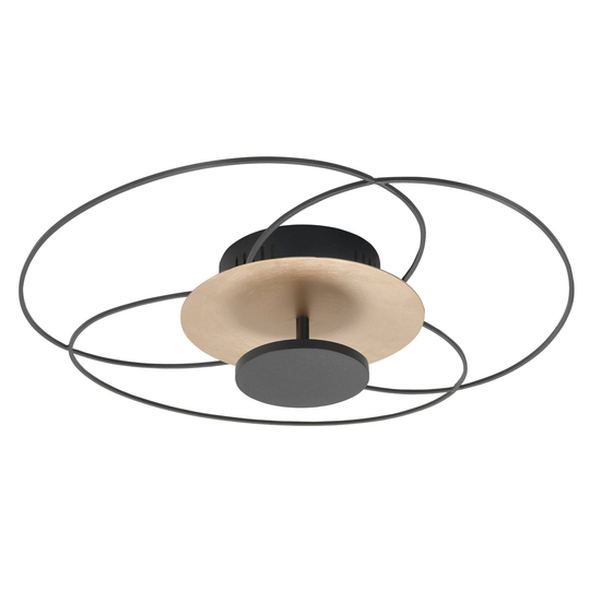 LED-taklampa Fiore, 2 700 K, svart/guld