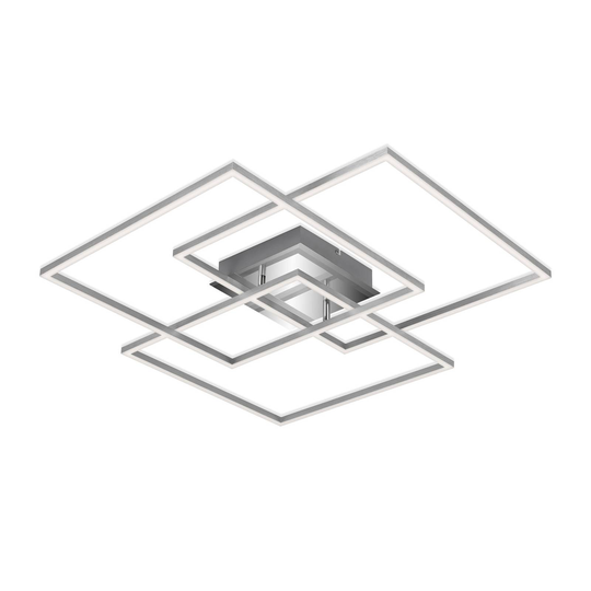 LED-taklampa Frame CCT, krom aluminium, 70 x 70 cm