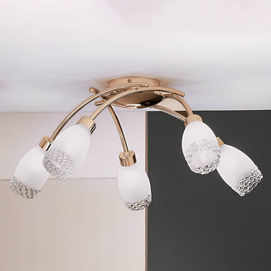Taklampa Ilena med glasskärmar