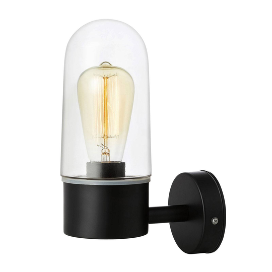 Vägglampa Zen, klart glas, svart
