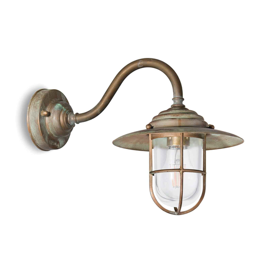 Utomhusvägglampa Chalet 140 mässing antik/klar