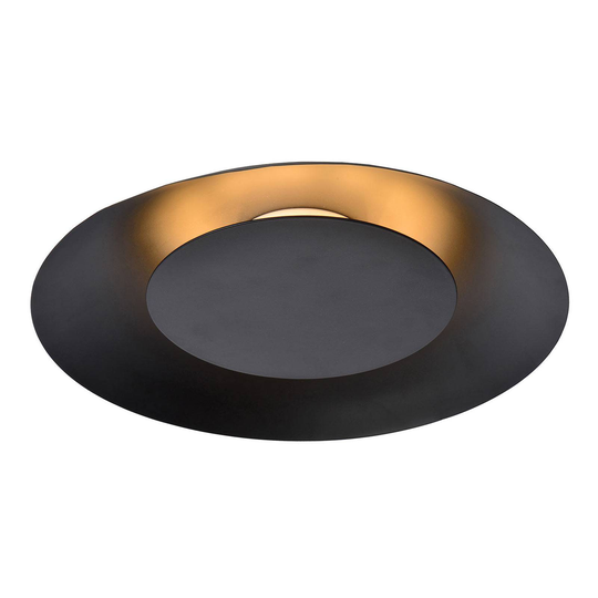LED-taklampa Foskal i svart, Ø 34,5 cm