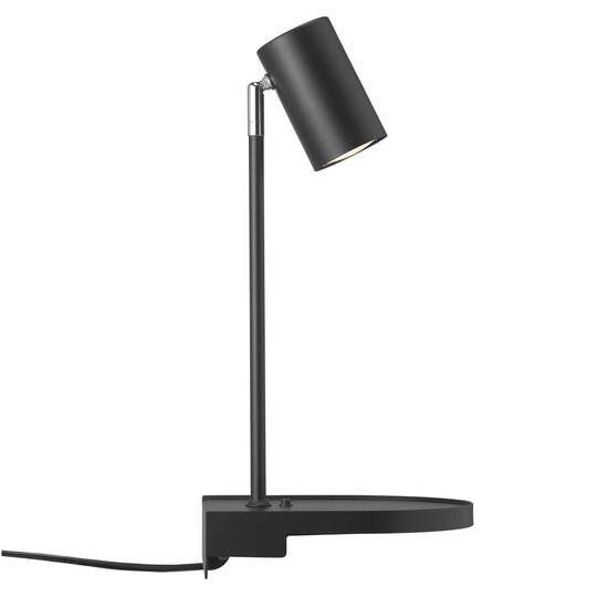 Vägglampa Cody, med hylla och USB-port, svart