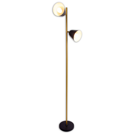 Golvlampa Triton, svart och guld, 2 lampor