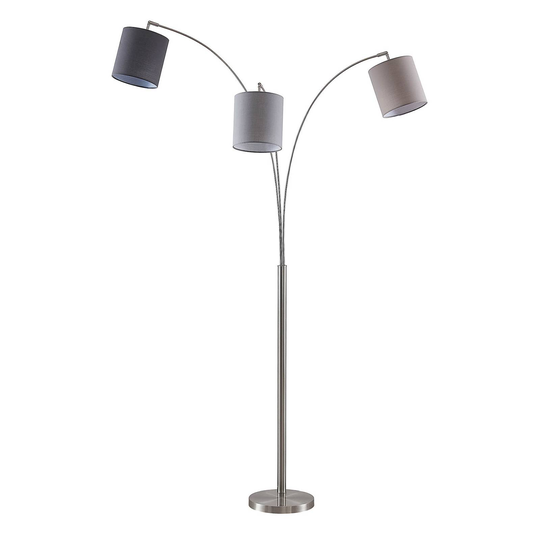 Lindby Nanika golvlampa, nickel/grå/mullvadsgrå