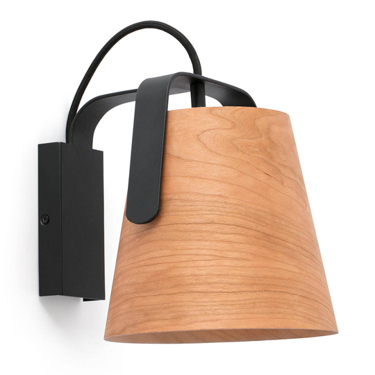 Vägglampa Stood med skärm av körsbärsträ