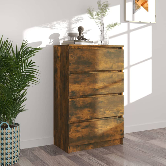 vidaXL Byrå rökfärgad ek 60x35x98,5 cm konstruerat trä