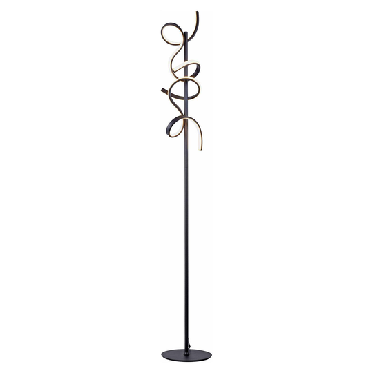 LED-golvlampa Curls, svart, dimbar