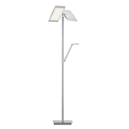 LED-golvlampa Wim med läslampa, nickel, järn