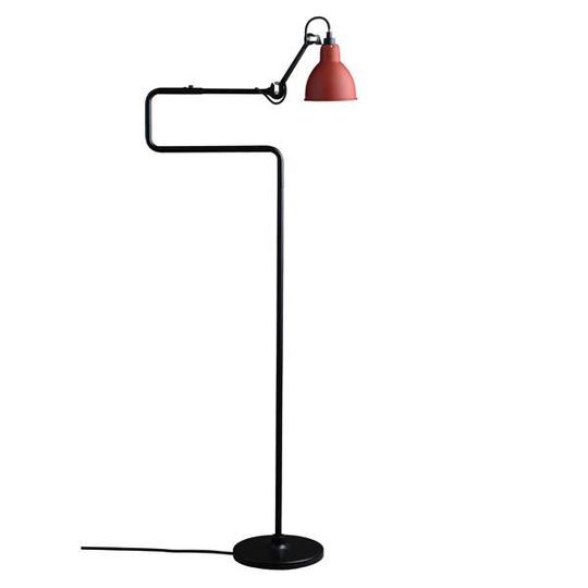 Lampe Gras N411 Golvlampa Matt Svart & Matt Röd