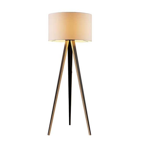 Lucande Bodhi tripodgolvlampa, cylinder, vit