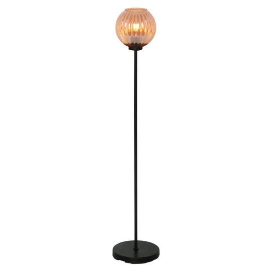 Golvlampa Zucca, glasskärm, bärnsten