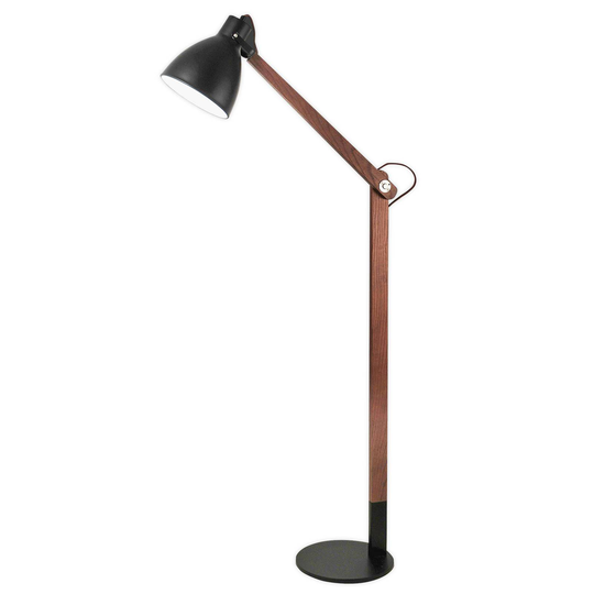 Golvlampa Sveva av trä, svart/valnöt