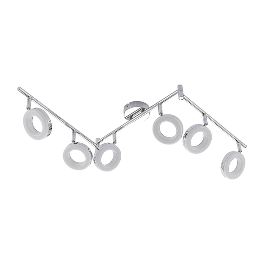 ELC Tioklia LED-taklampa, krom, 6 lampor