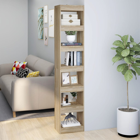 vidaXL Bokhylla/rumsavdelare sonoma-ek 40x30x198 cm