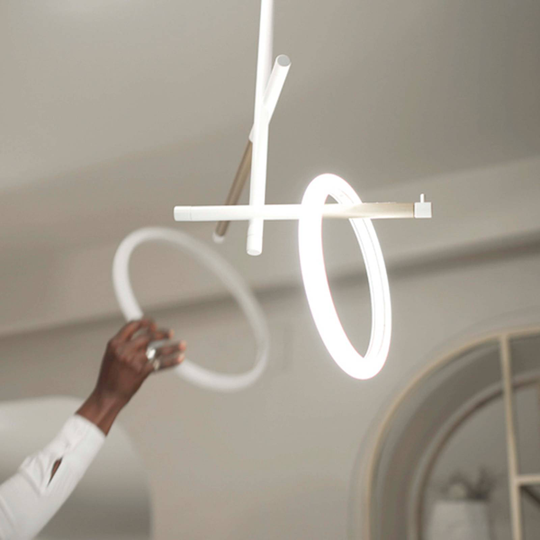 LED-taklampa Ulaop, två ringar, vit