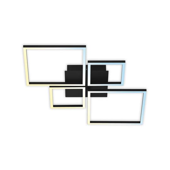 LED-taklampa Frame, CCT, 4 lampor, svart