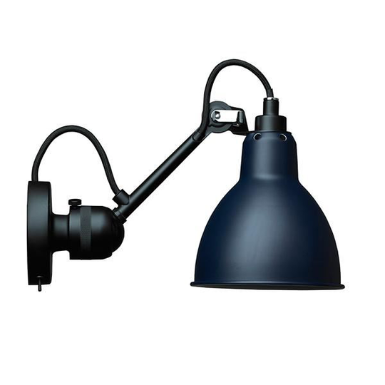 Lampe Gras N304 Vägglampa Matt Svart & Matt Blå Med Strömbrytare