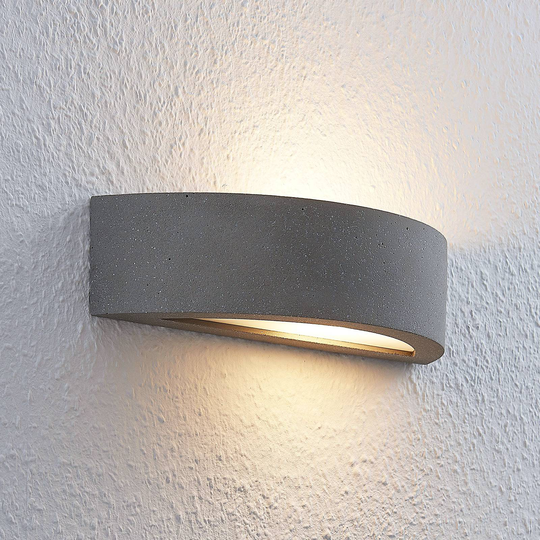 Lindby Elvira LED-vägglampa halvrund, betong