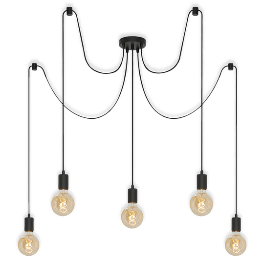 Hänglampa 4104-055 Black Steel, 5 lampor
