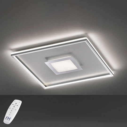 LED-taklampa Bug fyrkantig, krom 60 x 60 cm