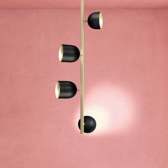 LED-taklampa Dome, lodrät, 103 cm, svart