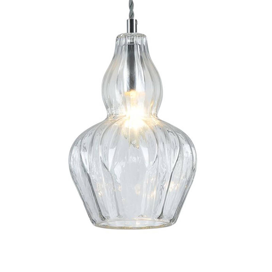 Pendellampa Eustoma med ett klart glas