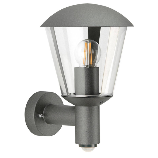 Utomhusvägglampa Jorrit, rörelsesensor, antracit