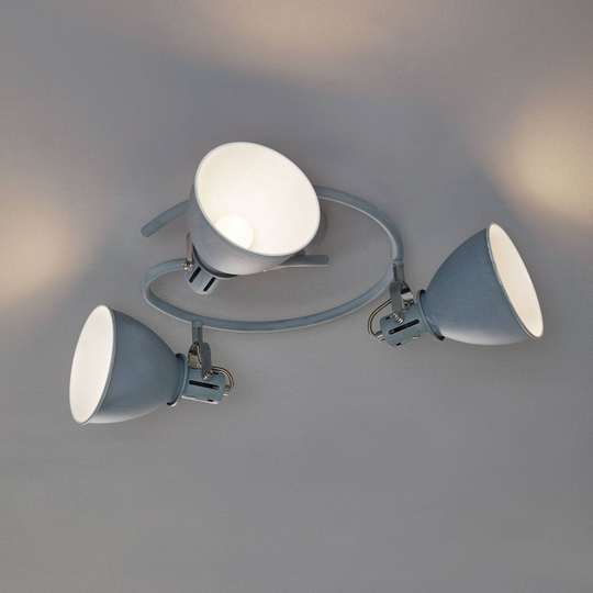 Grå takspotlight Jonas, 3 ljuskällor i spiralform