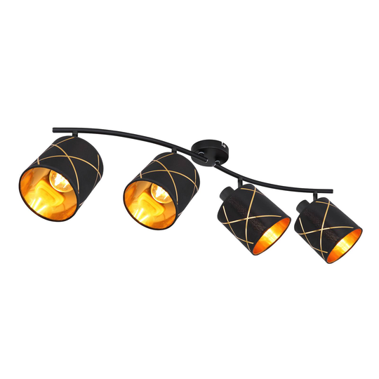 Taklampa Bemmo, svart/guld, 4 lampor