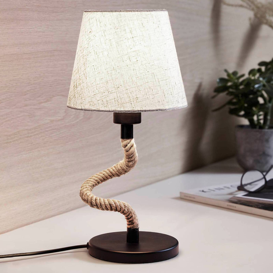 Bordslampa Rampside med vajer och textilskärm