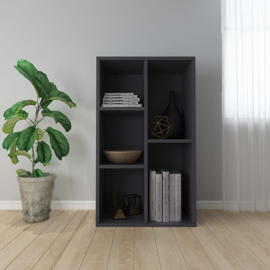 vidaXL Bokhylla/skänk grå 50x25x80 cm spånskiva