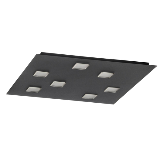 Fabbian Quarter – svart LED-taklampa 7 lampor