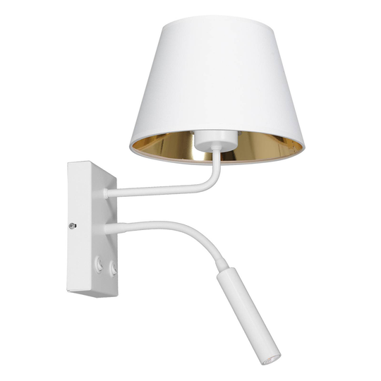 Vägglampa Soho, konisk, läslampa vit/guld