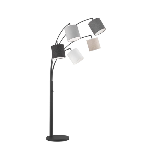 Golvlampa Annecy med tygskärmar, 5 lampor