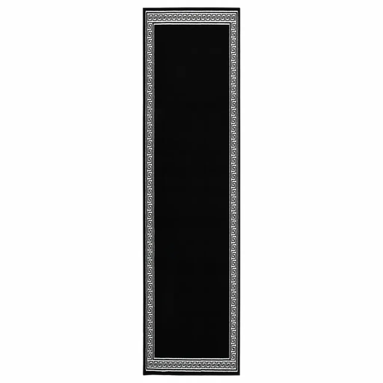 Gångmatta svart BCF med motivbård 100x450 cm