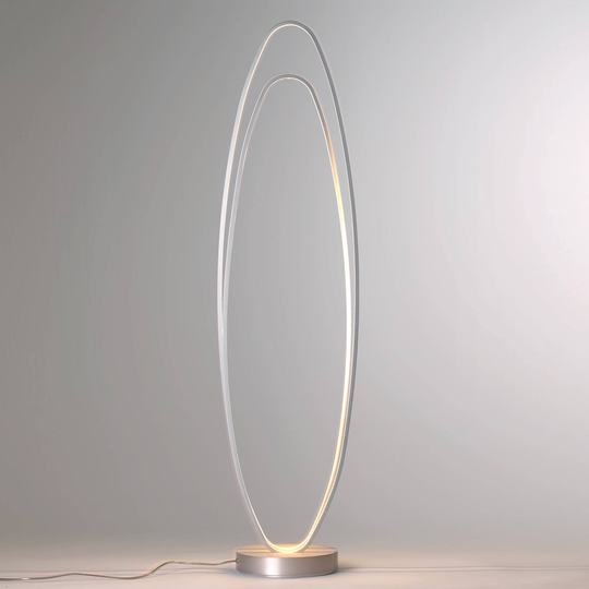 Elliptiskt formad LED-golvlampa Flair, aluminium