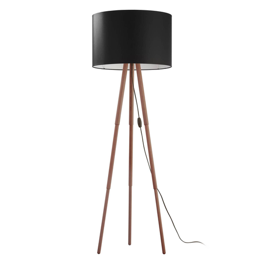 Golvlampa Tokyo, trebent av trä, tall/svart