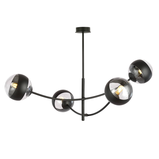 Taklampa Hunter, svart/klar, 4 lampor