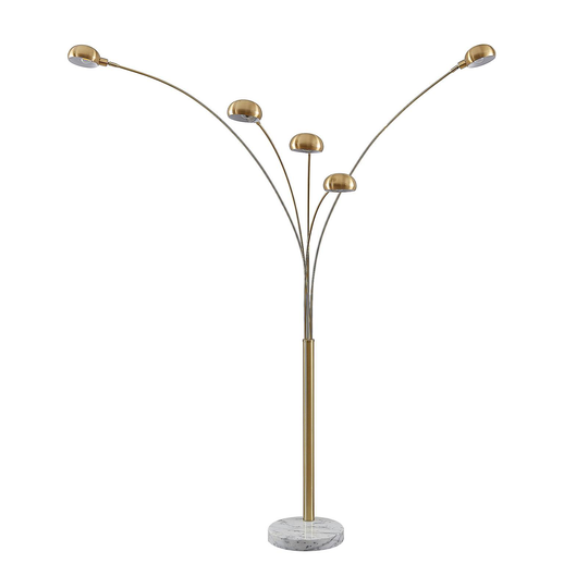Lindby Sarinio golvlampa med marmorfot, mässing