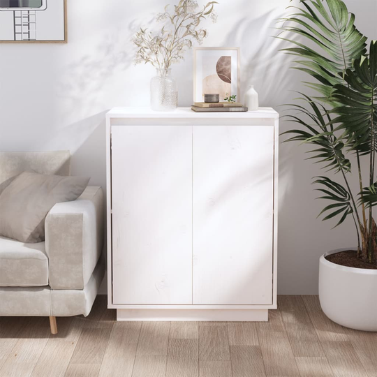 vidaXL Skänk vit 60x34x75 cm massiv furu