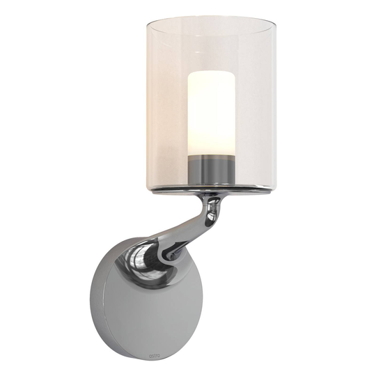 Astro Elena vägglampa, glasskärm, IP44, krom