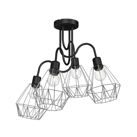 Taklampa Jin, svart/krom, 4 lampor