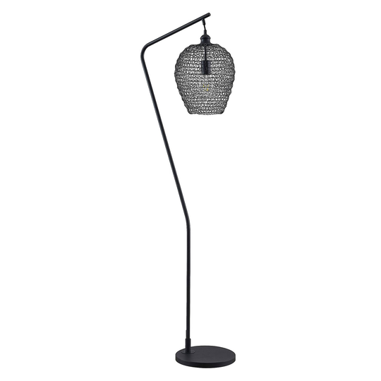 Lindby Benja golvlampa, nätoptik, svart
