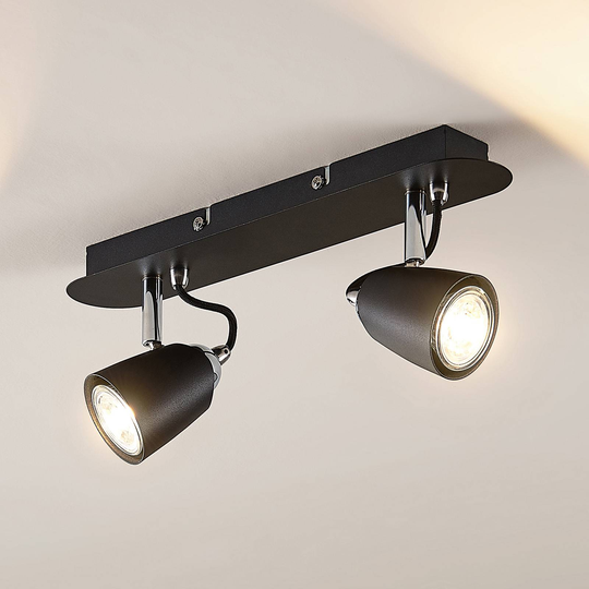 Lindby Noria takspotlight, svart, 2 lampor