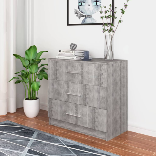 vidaXL Byrå spånskiva 71x35x68 cm betonggrå