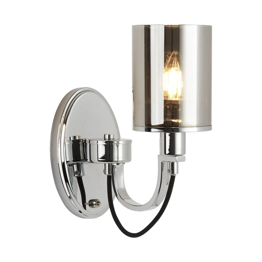 Vägglampa Catalina med rökglascylinderskärm