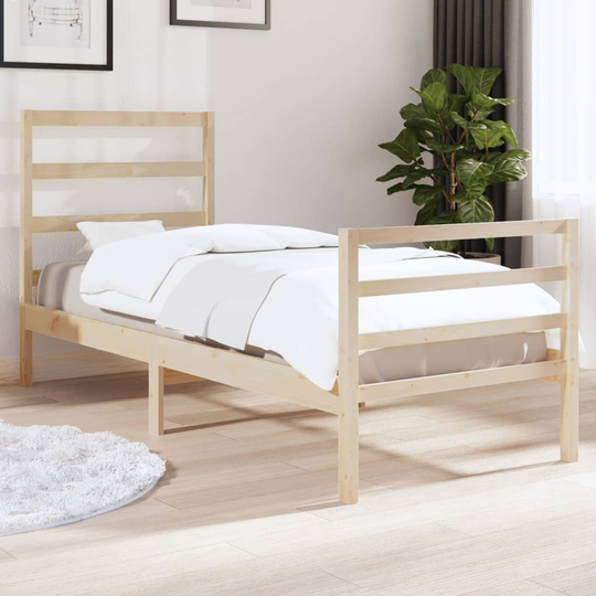 vidaXL Sängram massiv furu 75x190 cm