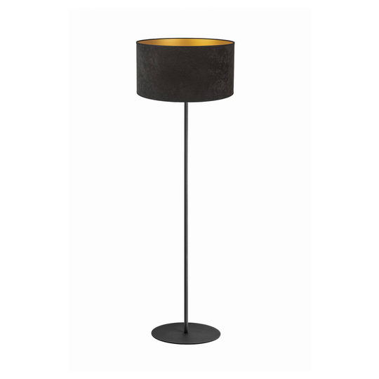 Golvlampa Golden Roller, svart/guld